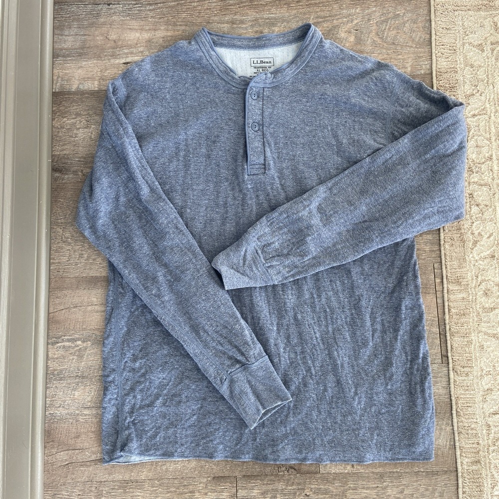 L.L. Bean Two Layer River‎ Driver Henley Shirt Men's Extra Large Blue Outdoor